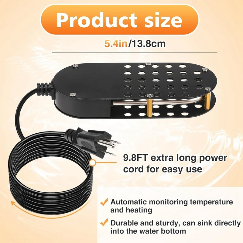 Aquecedor De Aquecedor De Frango Submersível, Aquecedor De Água De Aves, EUA Plug