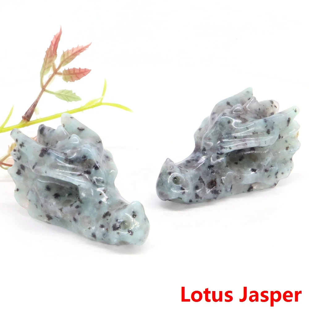 70mm Dragon Head Standbeeld Natuurlijke Edelsteen Kristal Reiki Healing Handgesneden Stenen Beeldjes Ambachten Woondecoratie Cadeau Groothandel