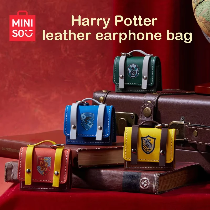 MINISO Harry Potter Series Headphone Bag College Style Earphone Leather Protect Case Portable Storage Anime Bag Festival Gift