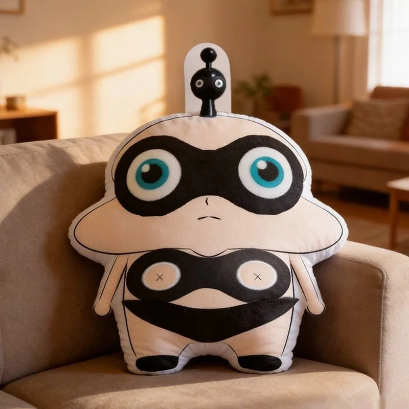 Plush Doll Pillow Cushion Soft Stuffed Lumbar Backrest Sofa Bed Car Cute Black Egg Toy Plushie Birthday Gift For Kids Adults