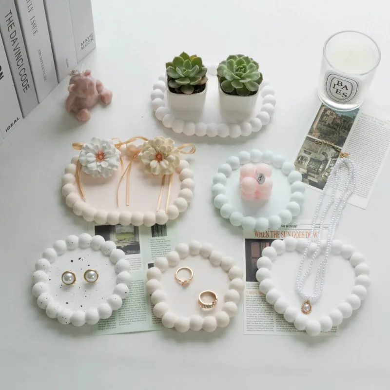 Plaster Tray Rings Storage Plate Photo Props Nail Jewelry Display Matte Decorative Pieces