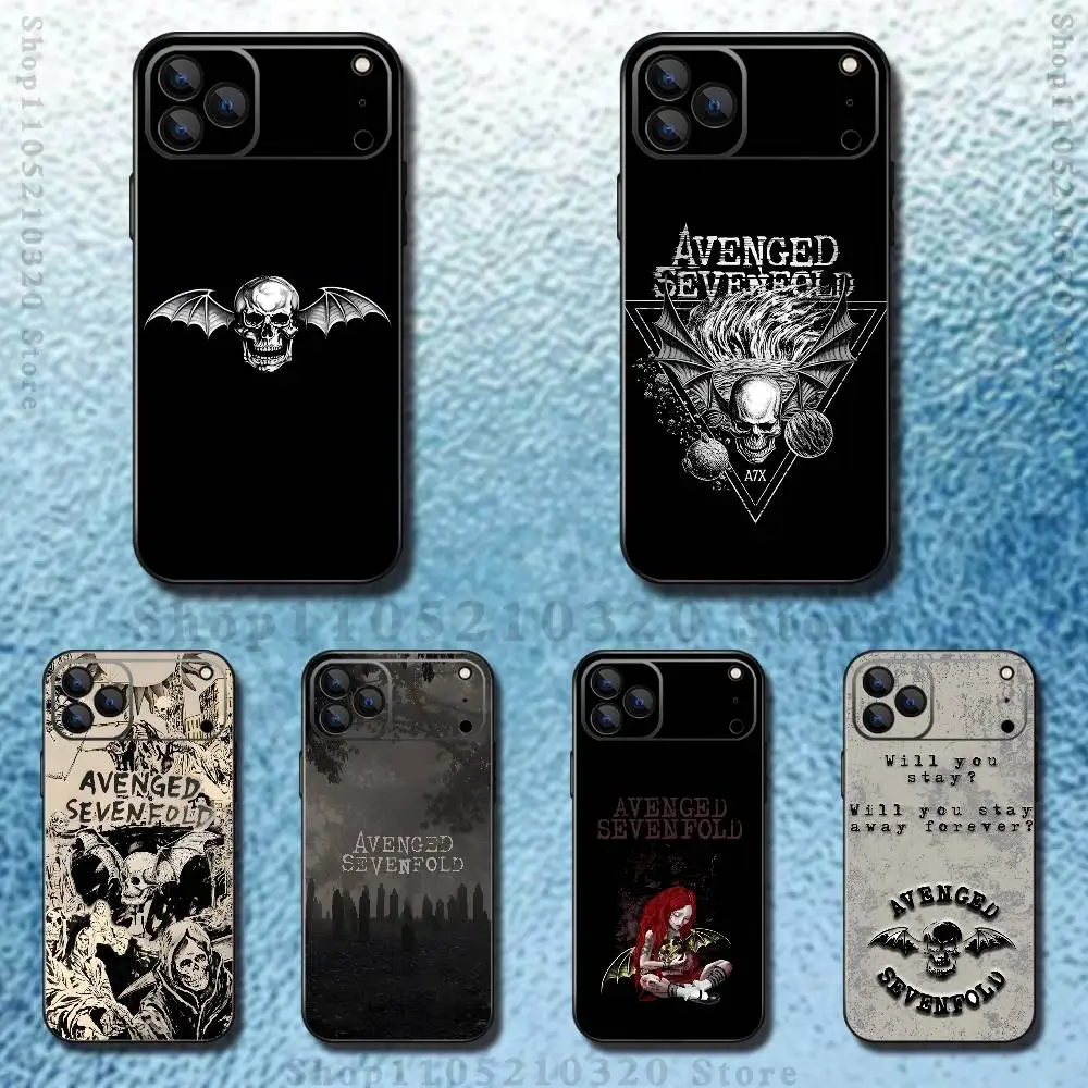 

A-Avenged Sevenfold Phone Case For iPhone 17,16,15,14,13,12,11,Pro Max,XSX,,XR,SE,Mini,8,7,Soft Silicone Black Cover