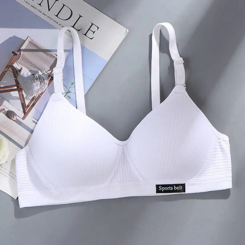 New Fashion Simple Cotton Girl Bra Underwear Student Bra Teen Girls Thin Section Without Steel Ring Comfortable Bra