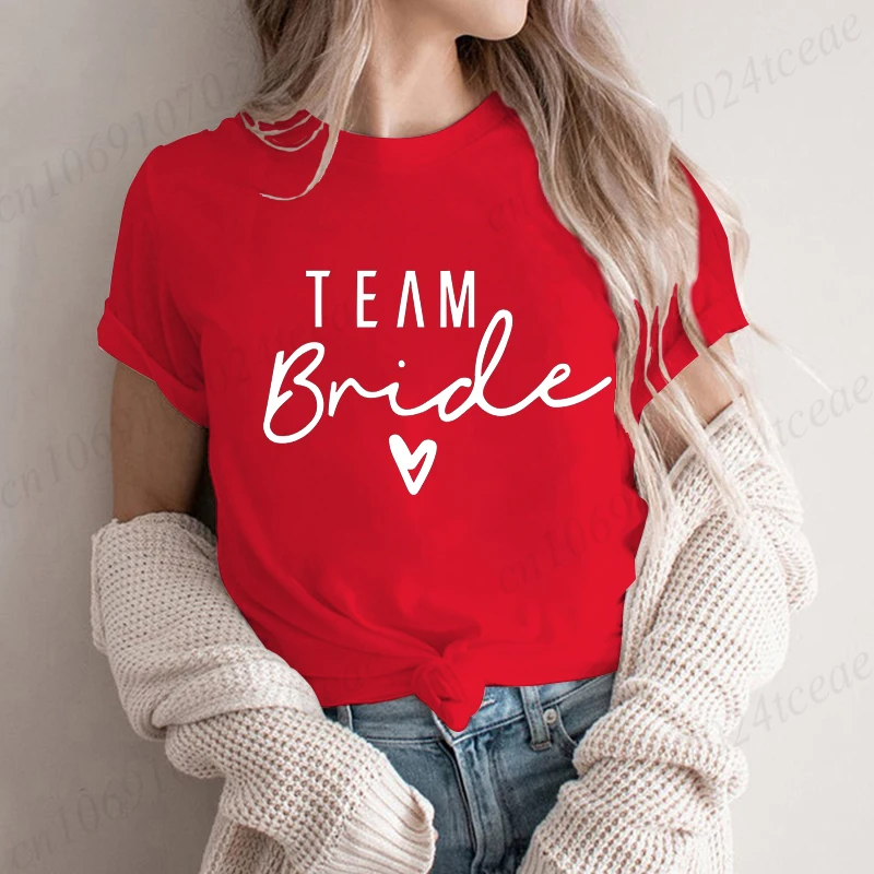 Team Bride T-Shirt Friends Bridal Wedding Party Shirt Women Bachelorette Hen Party Tops Short Sleeved Tees Female Clothing