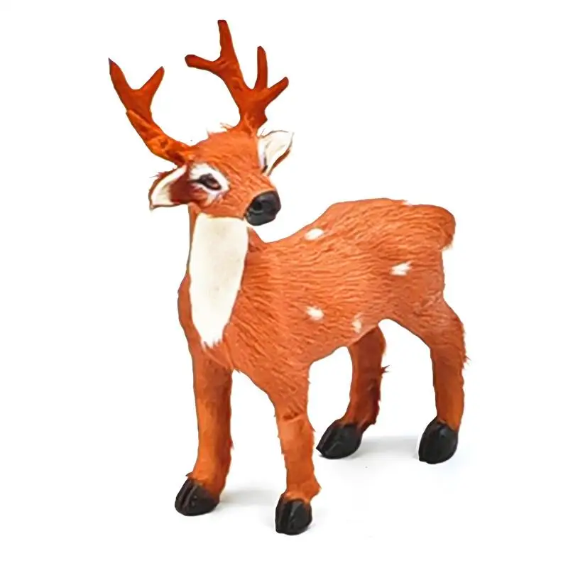 Simulation Sika Deer Ornaments For Desk Decoration Christmas Reindeer Figurine Decor Dolls Animal Model Christmas Ornaments Gift