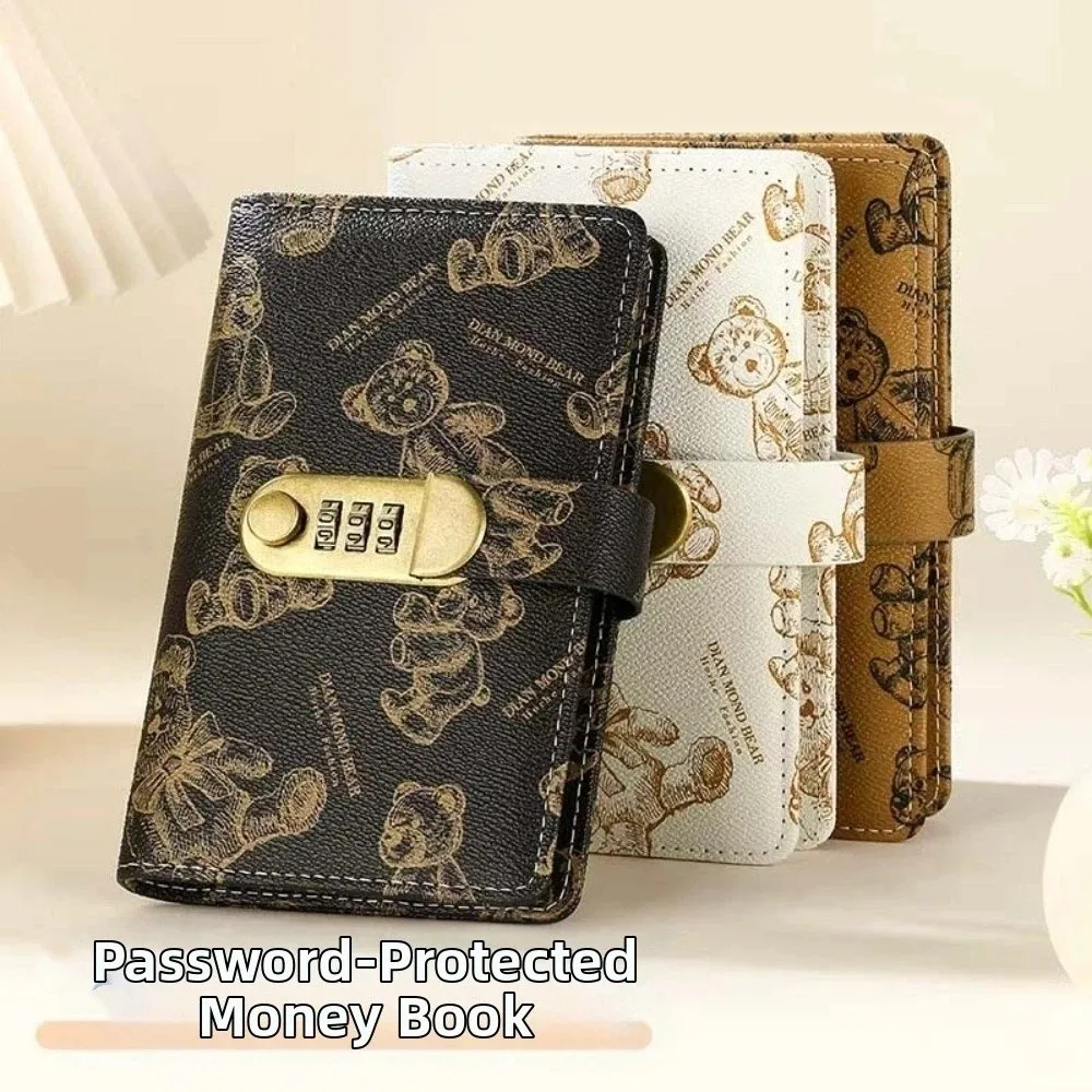 A6 Code Notebook for Money Cartoon Bear Printed Daily Plan Cash Budget Ledger Anti-splash Water Diary Notepad