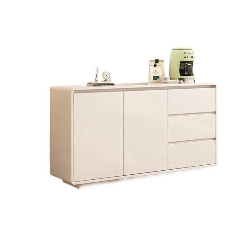 

dining side cabinet is integrated against the wall, the living room locker, and new kitchen cabinet.