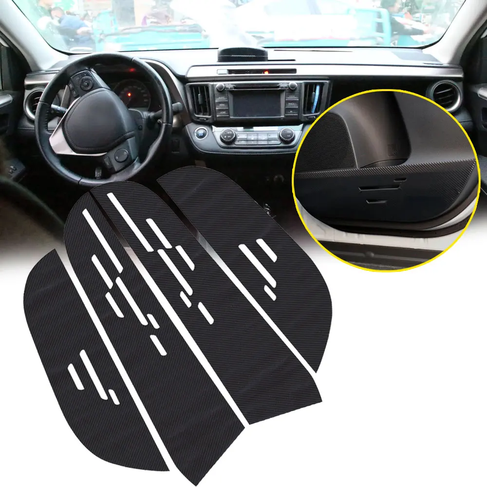 

1Set/4pcs Car door protection film Carbon fiber anti-kick pads Car styling Sticker For Toyota Rav4 2014 2015 2016