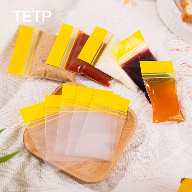 

TETP 100Pcs Mini Transparent Double Seal Ziplock Bags Travel Portable Kitchen Jam Spices Powder Packaging Storage Leak-proof