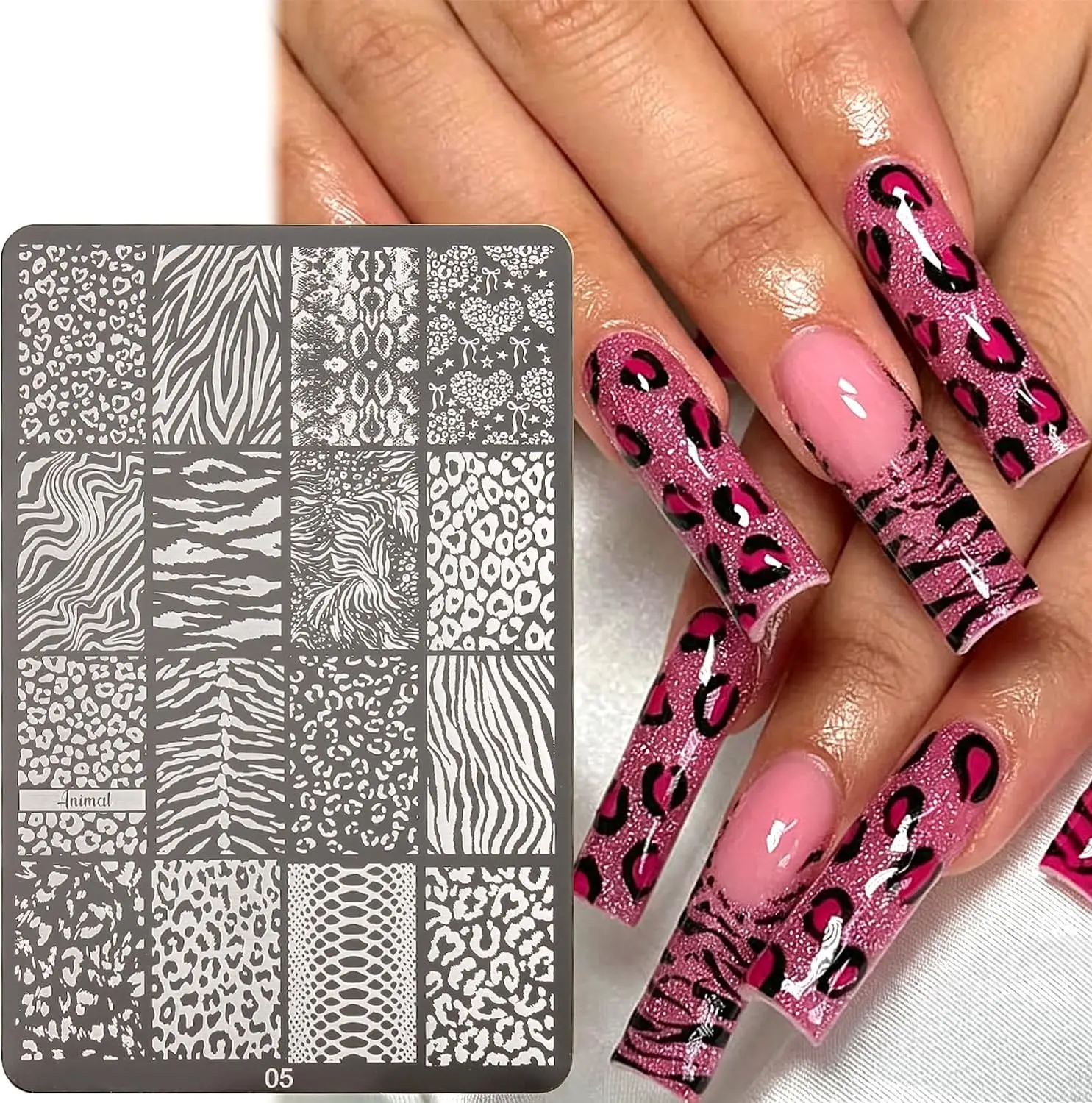 Animal Print Nail Stamping Plate Leopard Zebra Snake Skin Pattern Stainless Steel Nail Art Image Template DIY Manicure Stamping