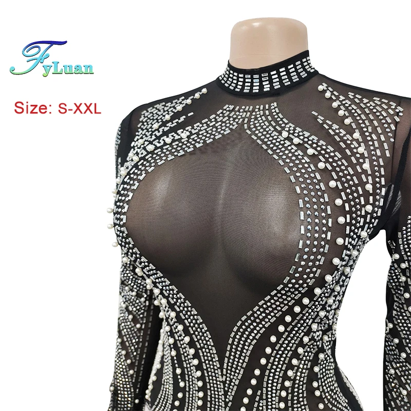 Bodycon ยาวเสื้อ \ \ \ \ \ \ \ \ \ \ \ \ \ \ \ กระโปรงสั้น Glitter ชุดเพชรคริสตัล O คอพิธีสาวสั้นชุด SHEER ตาข่ายชุดจัดเลี้ยง