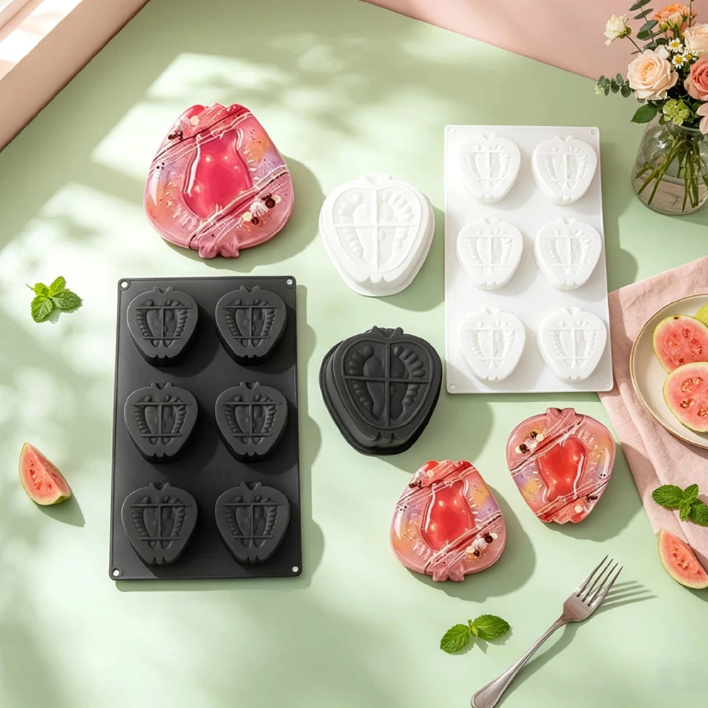 1/6-Cell Pomegranate Slices Design Silicone Chocolate Cake Mould French Mousse Cake Silicone Bakeware Kitchen Dessert Tools