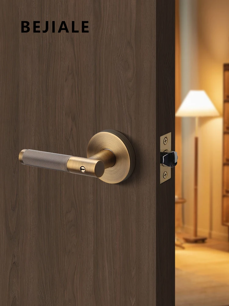 Indoor Door Lock With Key Security Door Handle Zinc Alloy Solid Invisible Keyhole Door Handle Household Black Spherical Lock