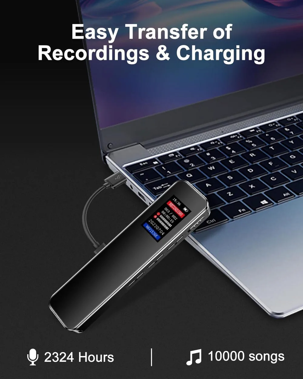 32GB Memory Digital Voice Recorder Voice Activated Recorder Playback, Portable Audio Recorder Recording Device AI Noise PQ134