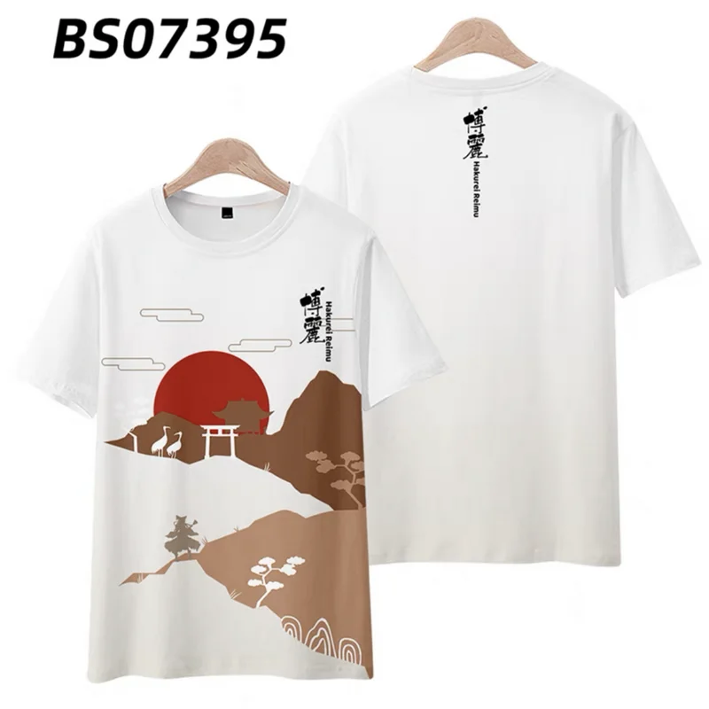 

TouHou Project Hakurei Reimu 3D Printing T-shirt Summer Round Neck Short Sleeve Popular Japanese Anime Game Streetwear Plus Size