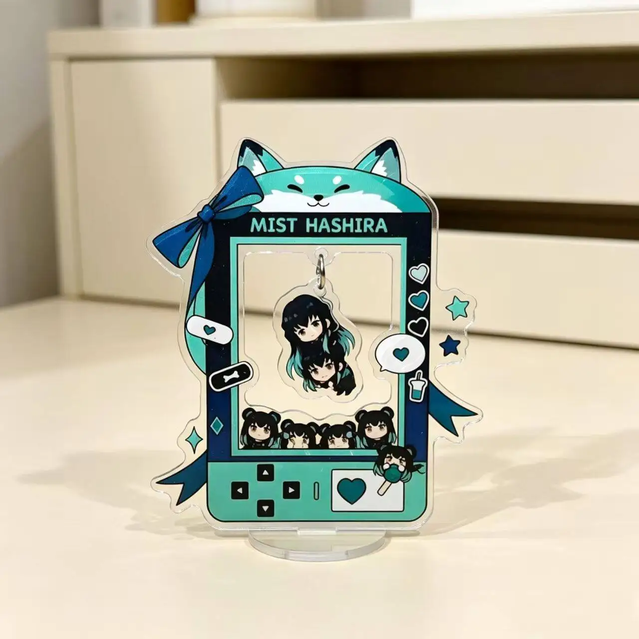 10cm Demon Slayer Kochou Shinobu Q Version Acrylic Stand Cute Anime Figure Desk Ornament Collectible Gift view 4
