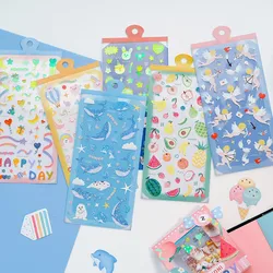 Koreański Import oryginalny Nekoni błyszczące naklejki laserowe Scrapbooking Diy Journal estetyczne naklejki papiernicze Deco dostarcza prezent