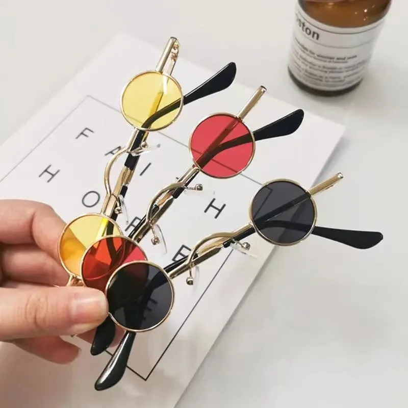 Klassische kleine runde Sonnenbrille Mann Sonnenbrille Vintage Rock Punk Black Metal Steampunk Sonnenbrille Frauen Mini Hip Hop Sonnenbrille – Detail 2