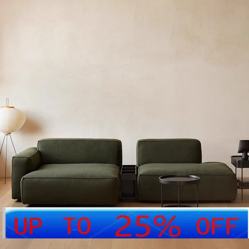 

LMM modern cotton and linen fabric sofa minimalist small apartment tofu block combination