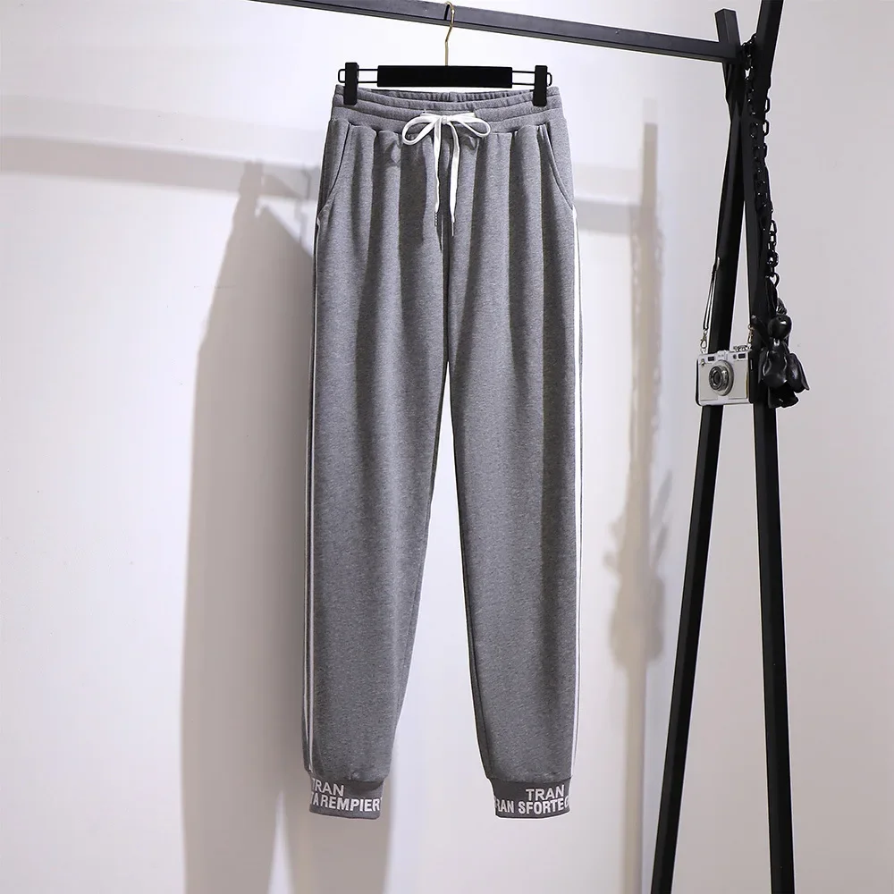 60-150kg Large Size Sweatpants Women High Waist Gray Joggers Women Black Sportpants Loose Cotton Trousers