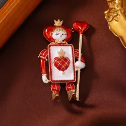 Cute Vintage Red And Spade Soldier Brooches For Women Men Clothing Accessories Pin Creative Cartoon Brooch Friends Jewelry Gifts