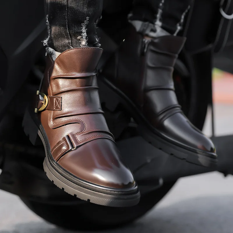 

Luxury Men's Boots High Quality Cowhide Leather Boots Fashion Casual Ankle Boots for Men Classic Chelsea Boot Botas Para Hombre