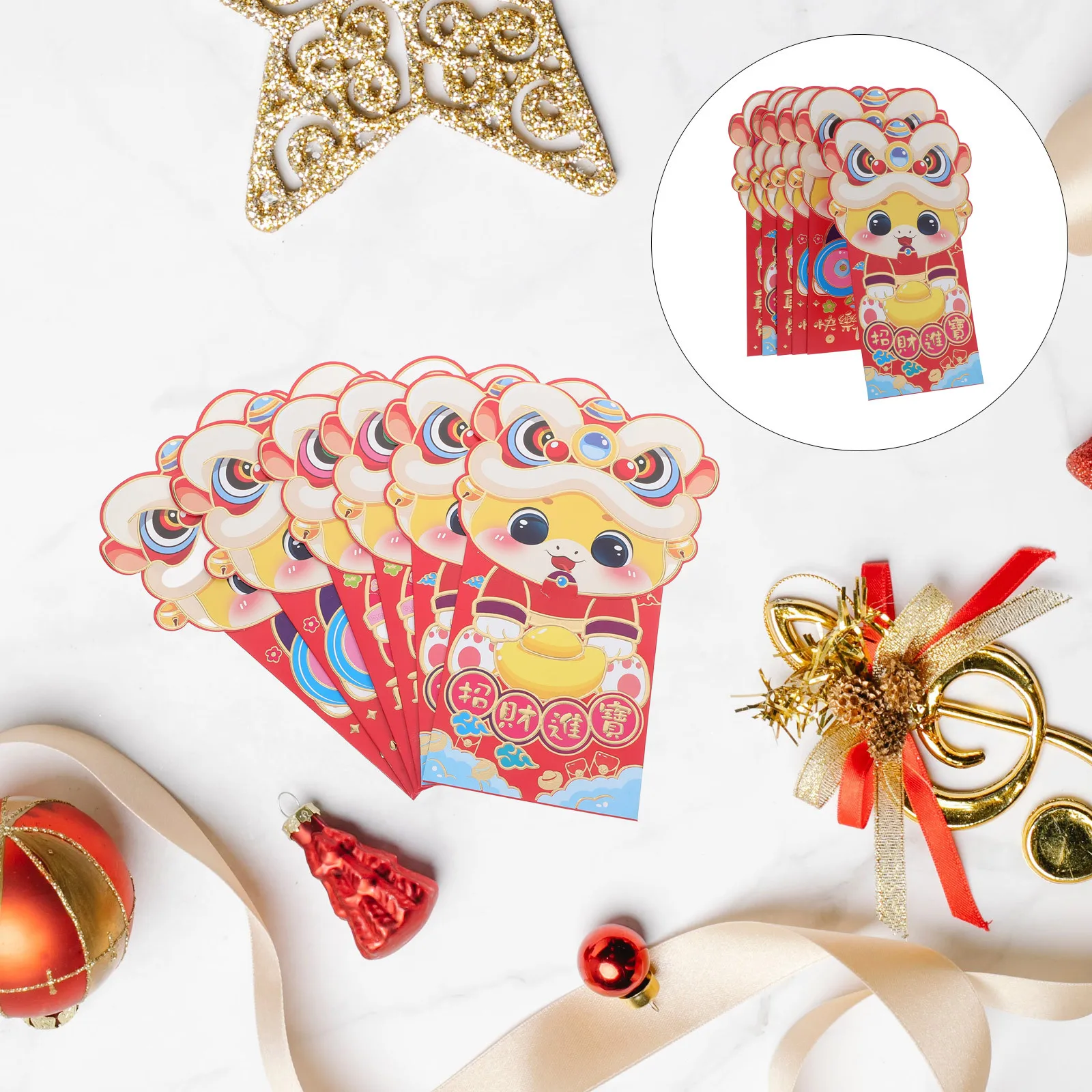 

Chinese New Year 2025 Red Envelopes Set of 6 Snake Design Festival Money Packets Traditional Hong Bao Gifts for