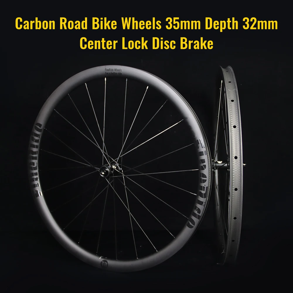 

FineRide Carbon Fiber Bicycle Wheels Tubeless Ready Ultralight Carbon Rim Road Bike Wheelset Pull Straight Flat Spokes