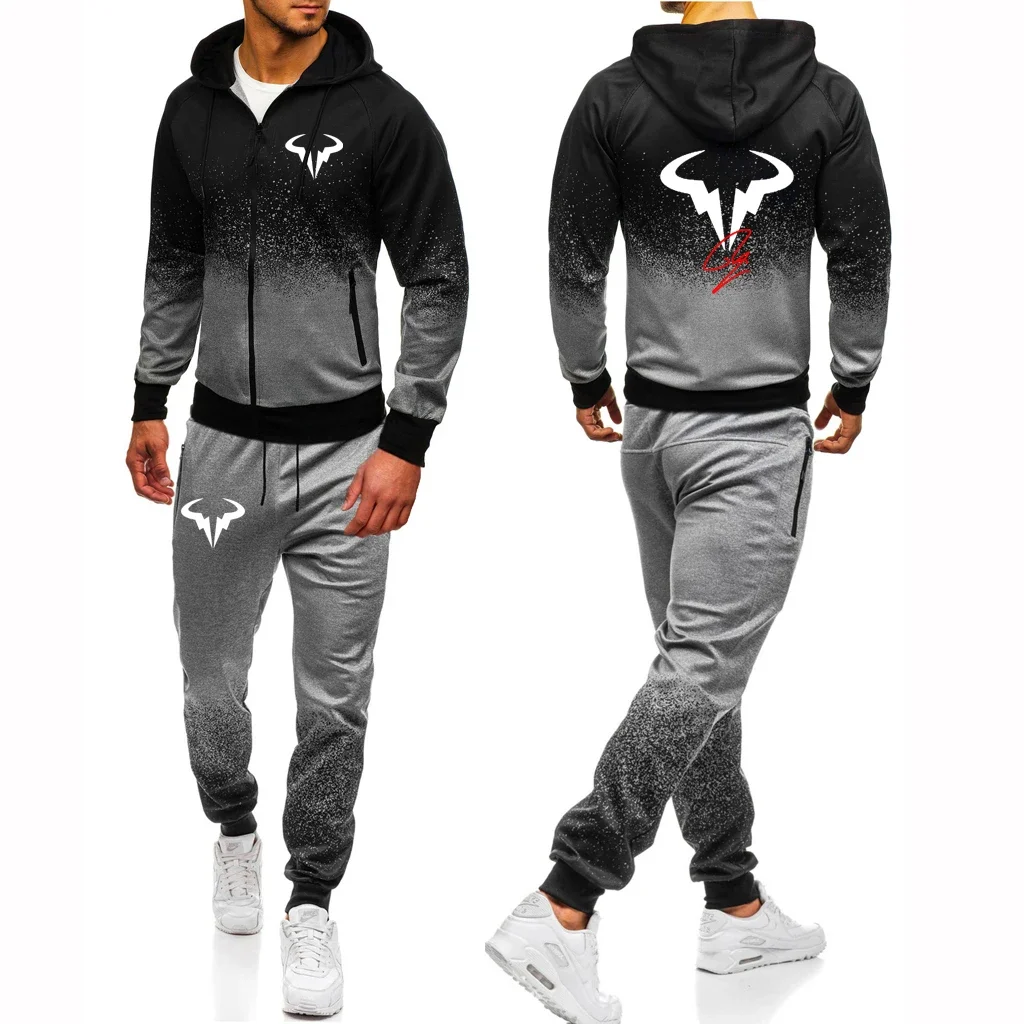 

Rafael Nadal Tennis Player 2023 Men's Tracksuits Gradient Color Hoodies Sweatshirts Pullover Tops+Pants Jackets Sportwears Suits
