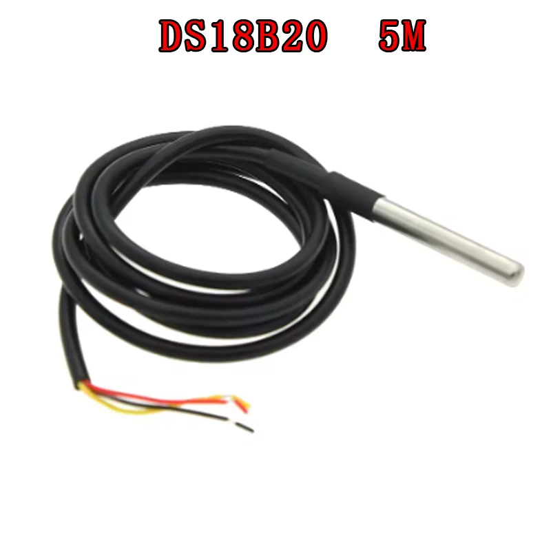 1 قطعة 5 متر مسبار درجة الحرارة استشعار درجة الحرارة الفولاذ المقاوم للصدأ حزمة مقاوم للماء DS18B20 مستشعر مسبار درجة الحرارة DS18B20 5 متر #6