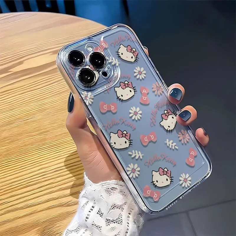 Simplicity Yk2 Hello Kittys Phone Case For iPhone 16 15 14 13 12 11 Mini Pro Max X XR XSMax 6S 6 7 8 Plus SE20 Transparent Cover