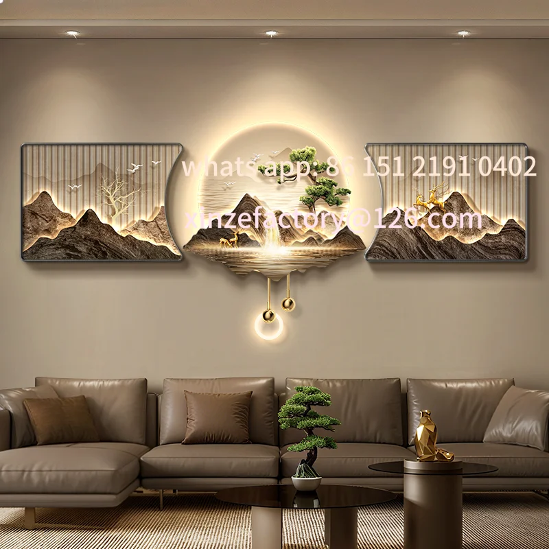 Customizable New Chinese Style LED Decorative Painting Home Decoration Living Room Master Bedroom Sofa Background Wall Pa
