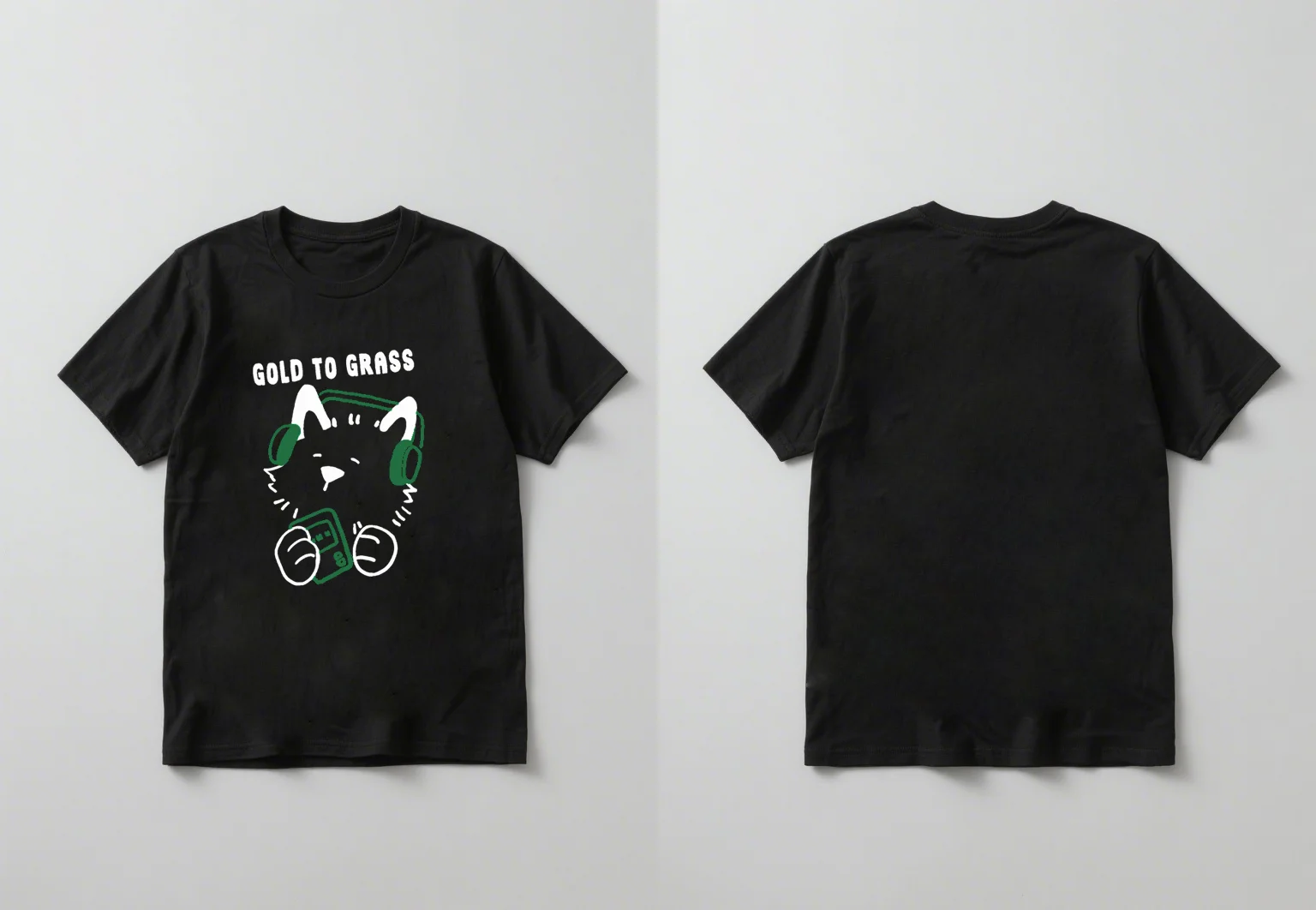 

2025 New style fashionable casual loose and versatile cartoon music cat daily simple printed short sleeved shirt