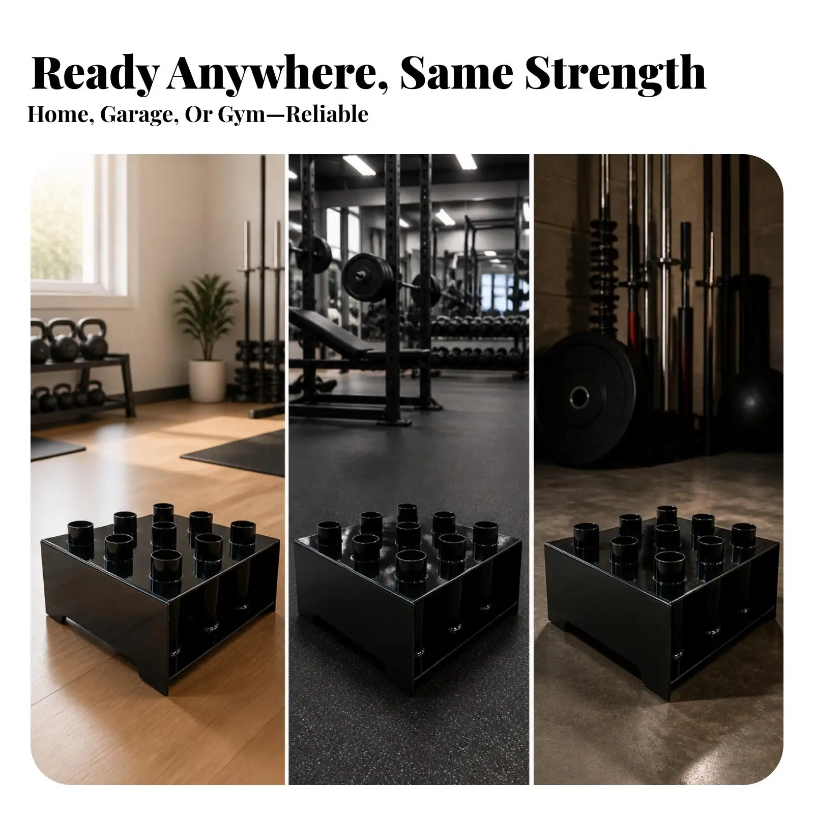 Barbell Storage Rack with Nine Slots | Compact Square Base, Sturdy Steel Construction, Vertical Barbell Rack, for Home Gym