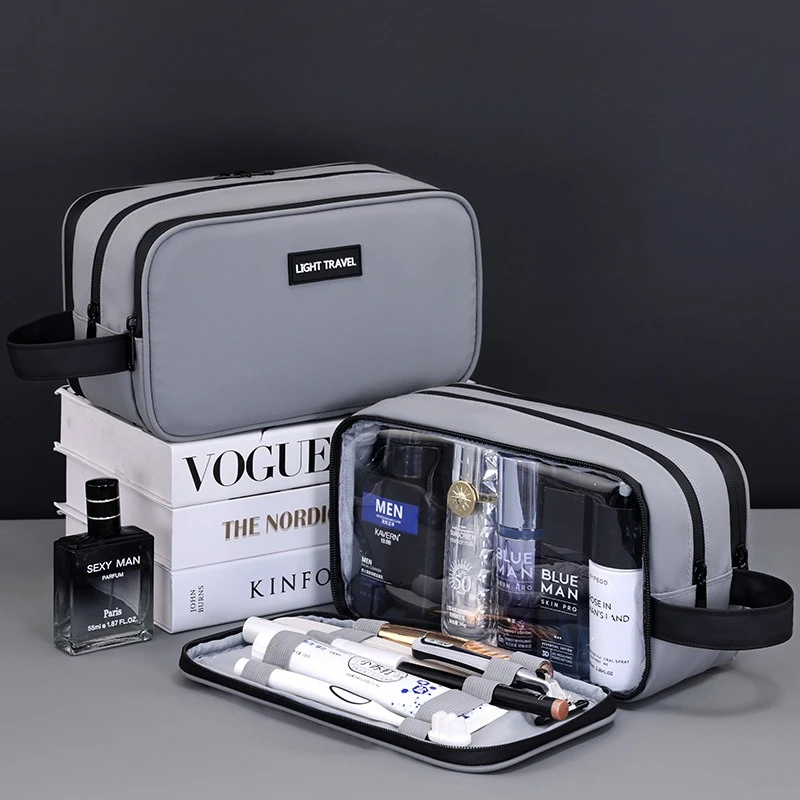 

Travel Portable Three-layer Large Capacity Men's Grooming Bag, Shampoo, Shower Gel, Shaver Storage Bag