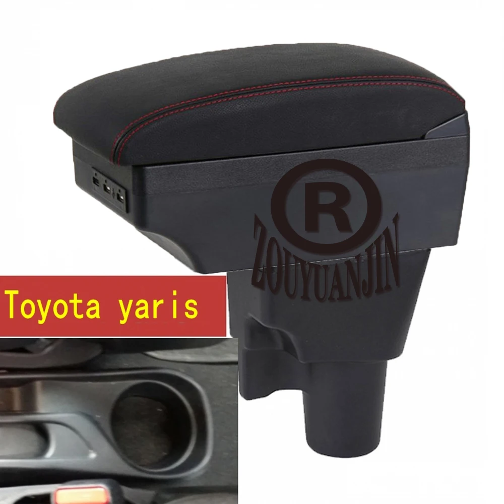 

For Toyota Yaris Hybrid Armrest Box Arm Elbow Rest Center Console Storage Case Modification Accessories with USB Cup Holder