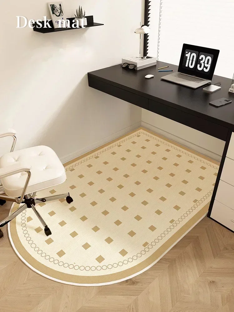 

Bedroom Chair Floor Mat Anti-slip Soundproof Carpet Office Study Carpets Minimalist Lattice Flowers Home Decoration Rug 의자 깔개