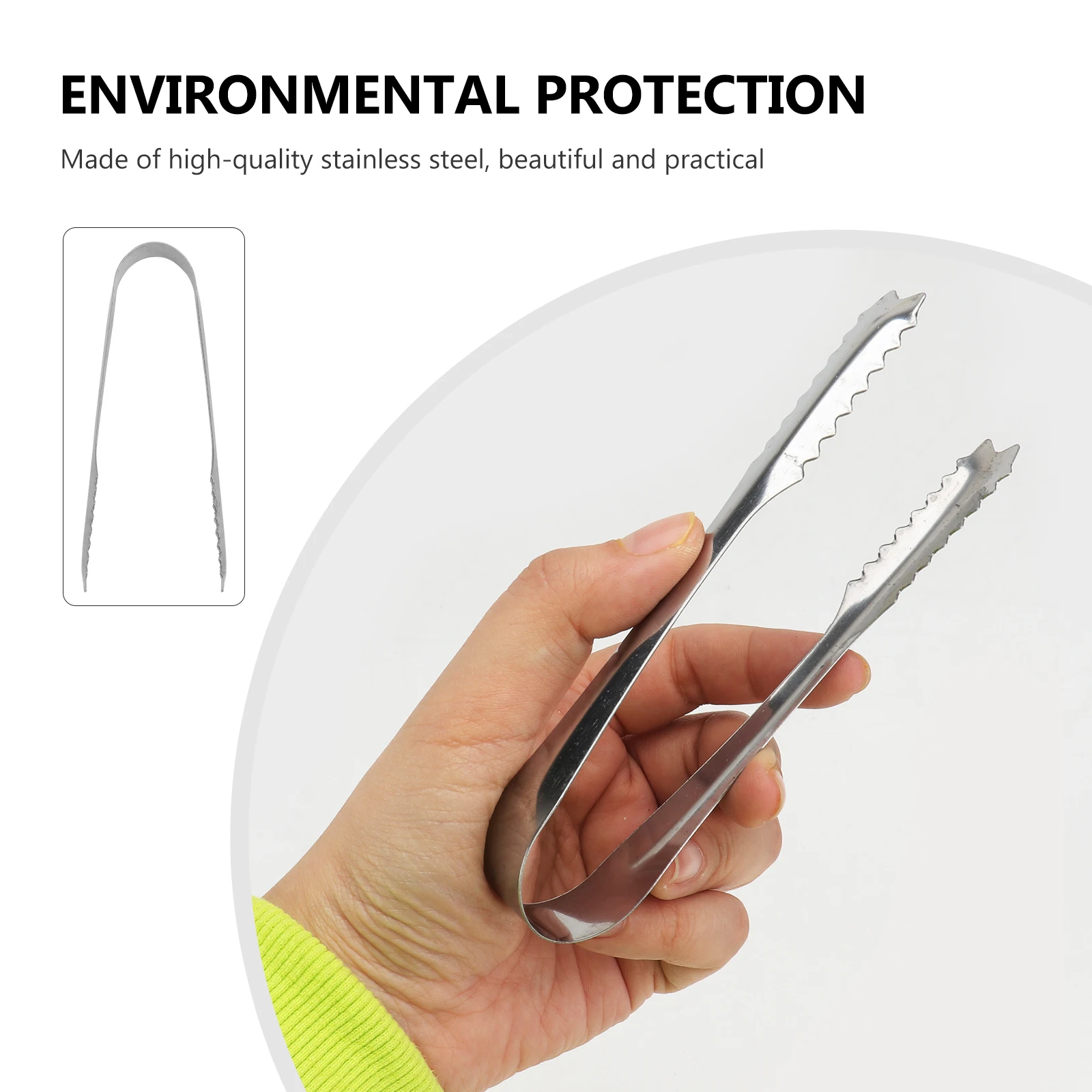 

5 Pcs Stainless Steel Ice Tongs Kitchen Premium Wave Clamping Anti Food Serving Tool Bar Buffet Catering for Desserts