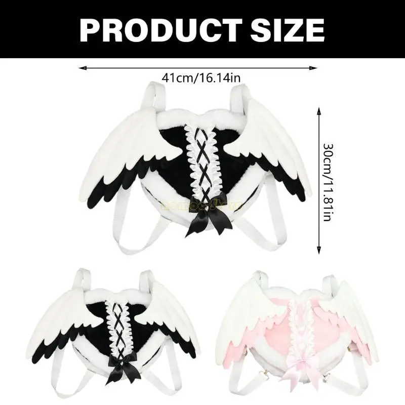 31BF Angel Wing Heart en peluche pour Halloween Party Cosplay Costume à