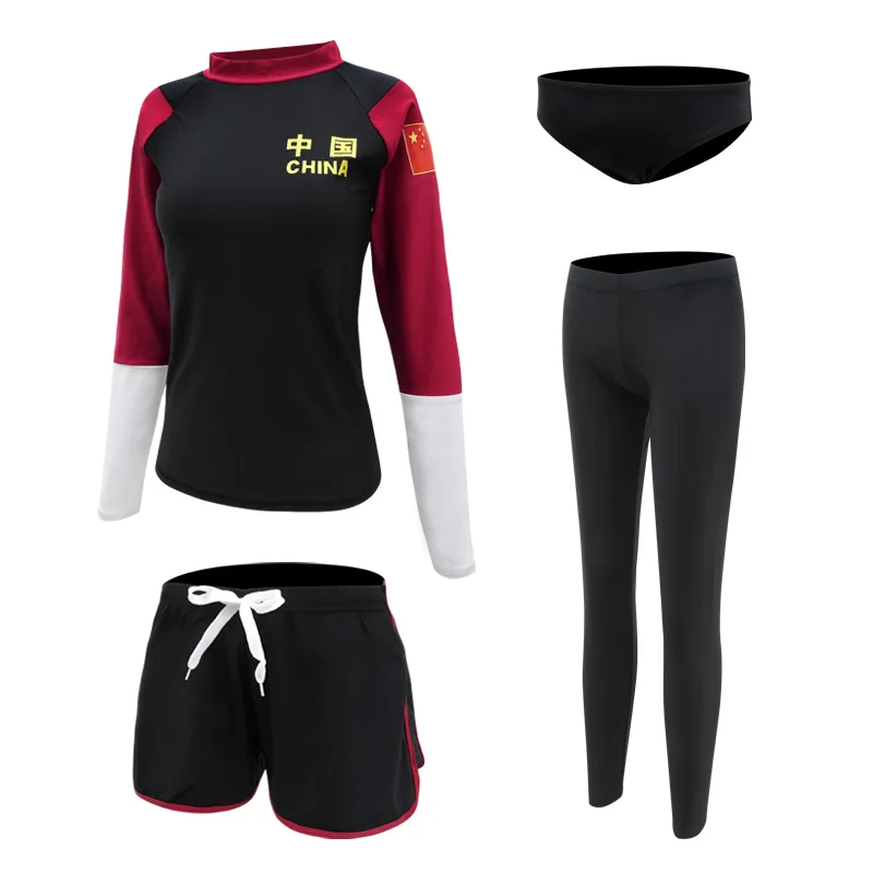 Women Swimwear Sport Tankinis Set Swimsuit 2023 New Long Sleeve Three Pieces Beach Swimming Suit Shorts Split Beachwear Female
