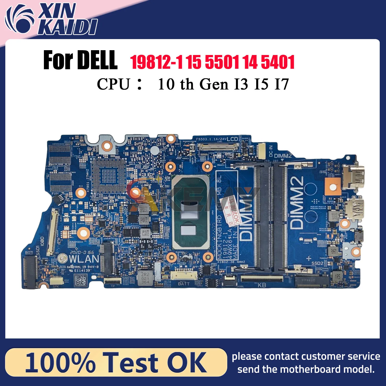 

Материнская плата для ноутбука Dell Inspiron 5501 5401 5408 5508 Vostro 5401 5501 19812-1 с процессором i3 i5 i7 CN-0526VM 100% протестировано, ОК
