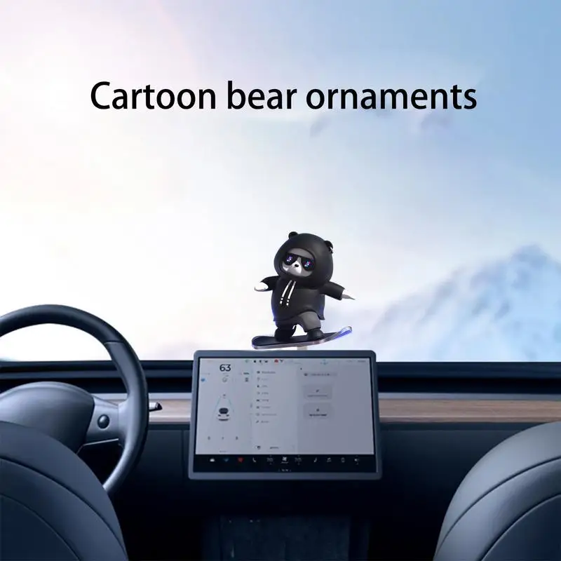 Dashboard Cartoon Figure Vehicle Dashboard Skate Bear Figurine Funny Road Trip Companion For Bookshelf Living Room Bedroom Study