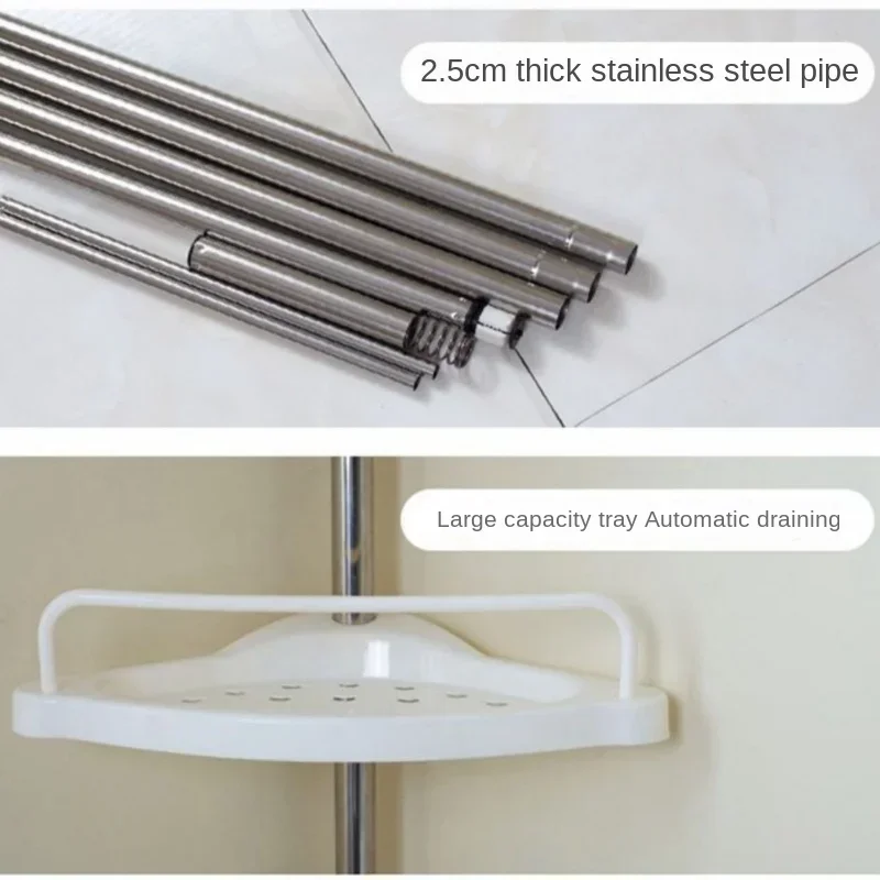 4 Layers Bathroom Stand Rack Telescopic Caddy Organizer Adjustable Kitchen Wall Corner Storage Rack Floor Type Corner