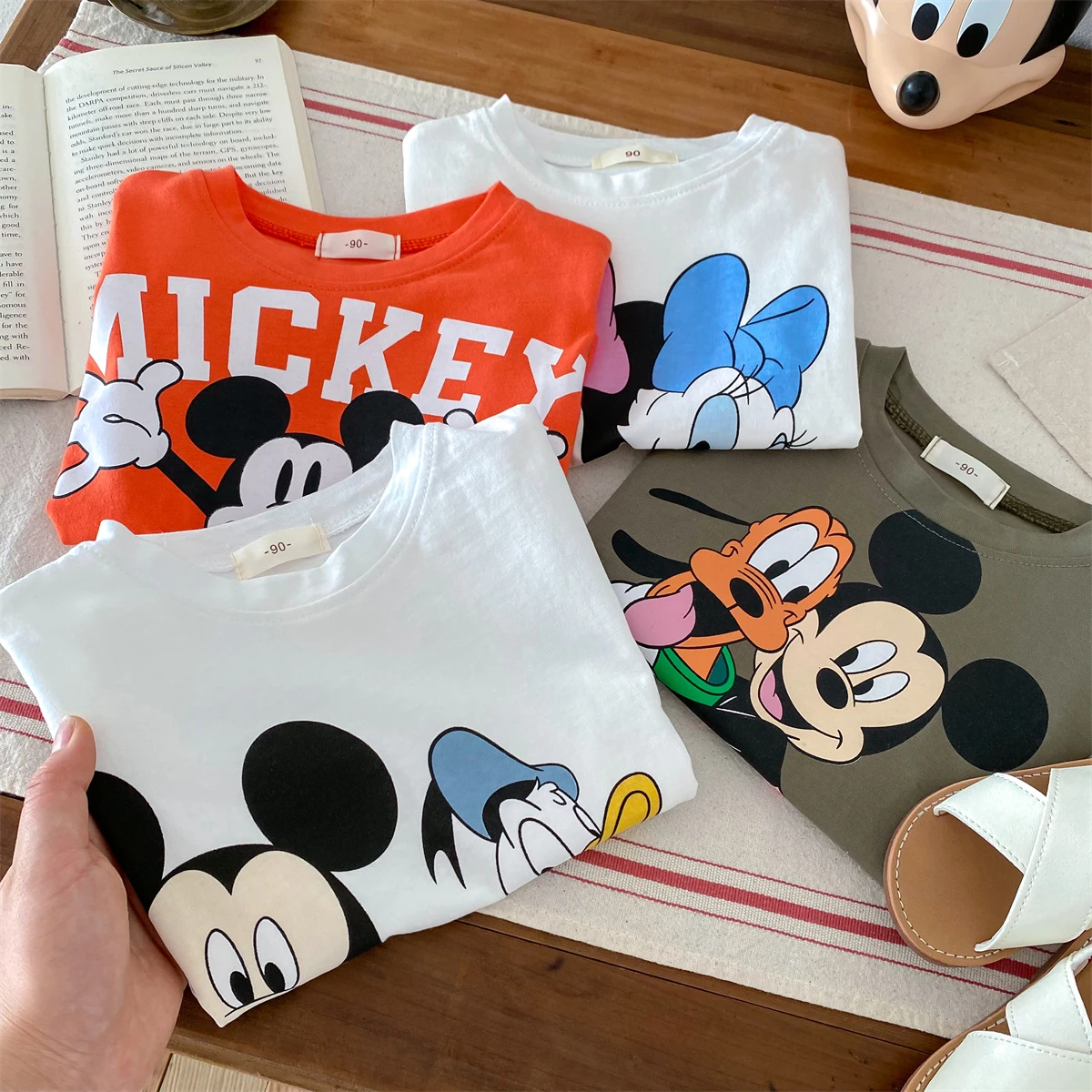 الطفل التي شيرت المطبوعة الصيف ميكي ماوس الملابس ديزني الأطفال تي شيرت الاطفال قصيرة الأكمام التي شيرت أزياء عارضة ارتداء #5