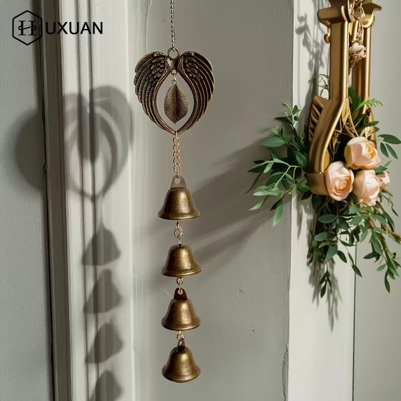 Metal Wind Bell Chime, Wrought Iron Hanging Ornament With Chain, Outdoor Garden, Home Decoration