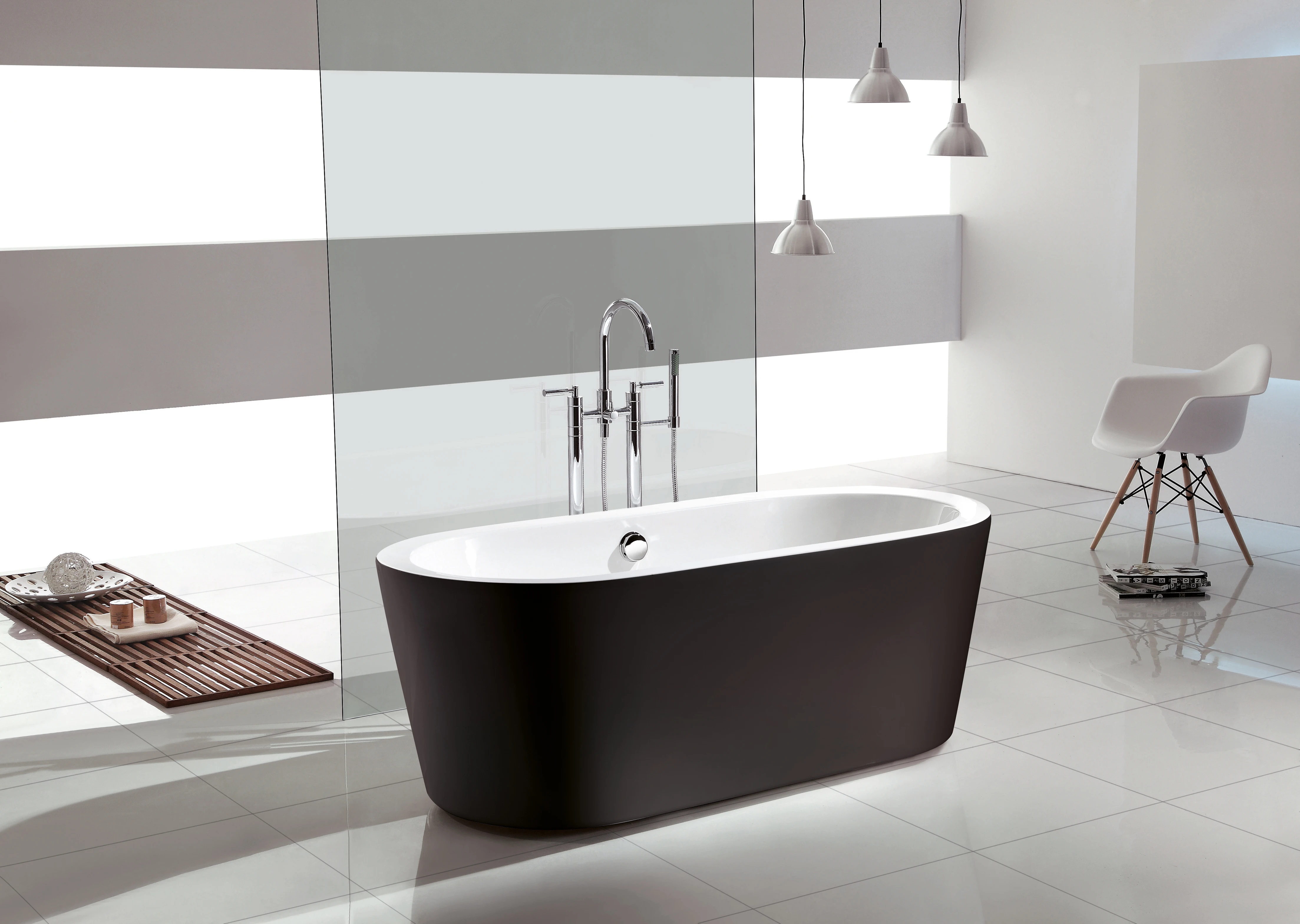 Chinese modern elliptical soaking bathroom bathtub, black acrylic bathtub