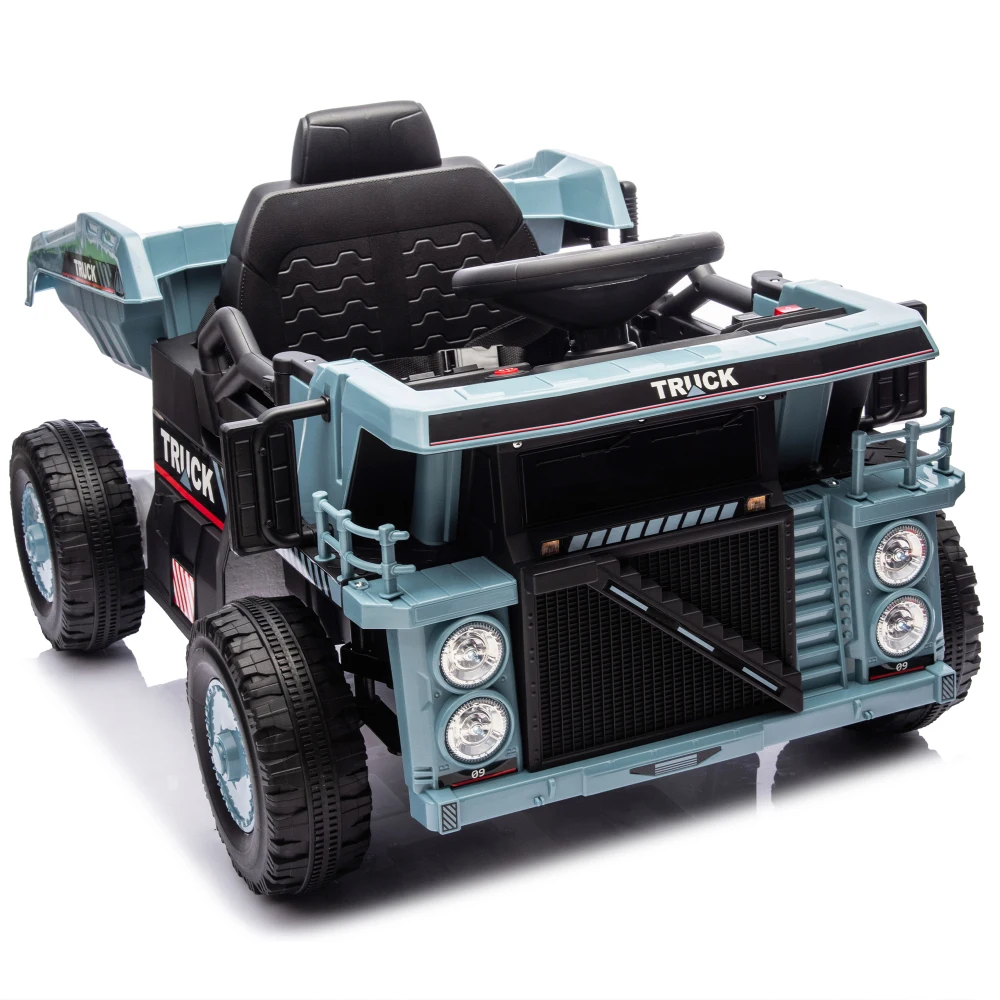 12V Kids Ride-On Dump Truck with Electric Dump Box and Spare Shovel, Suitable for 3-5 Years Old Electric Car