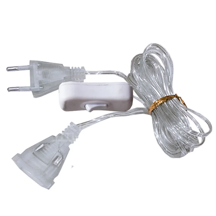 3M Extender Wire 110-220V US / EU Plug Power Extender Cable for LED String Lights Christmas Garland Wedding Party Curtain Lights