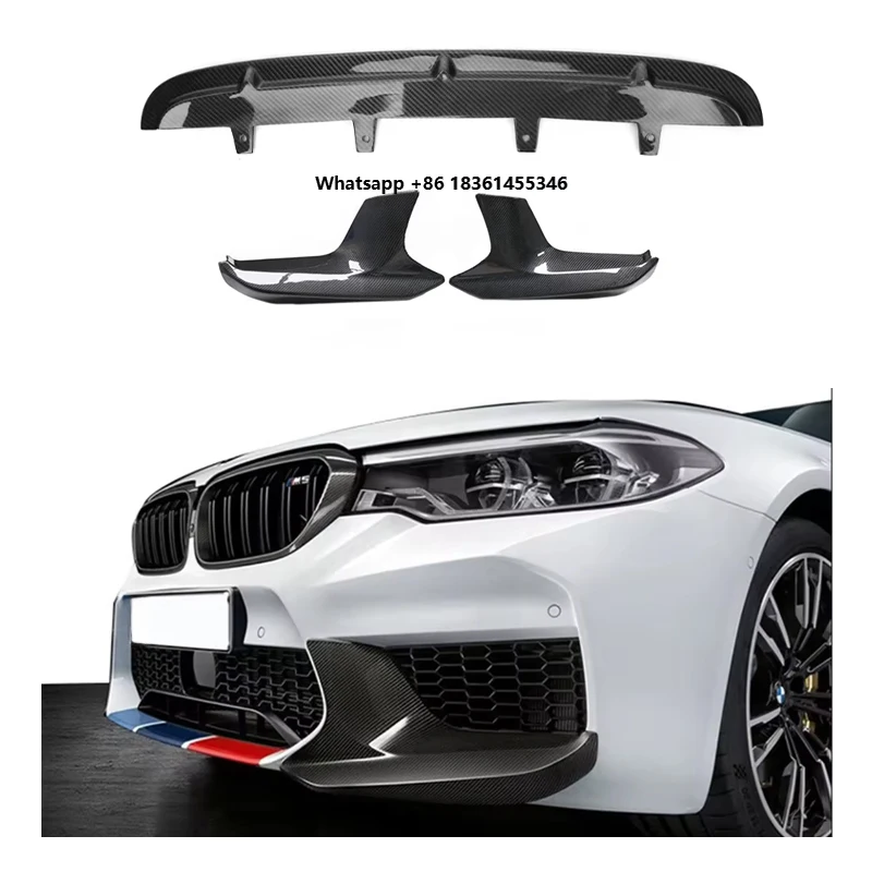 

For M5 F90 MP Style Front Bumper Lip Dry Carbon with Tow Hook Cut-Outs New Condition Front Diffuser Best Selling 2017-2020