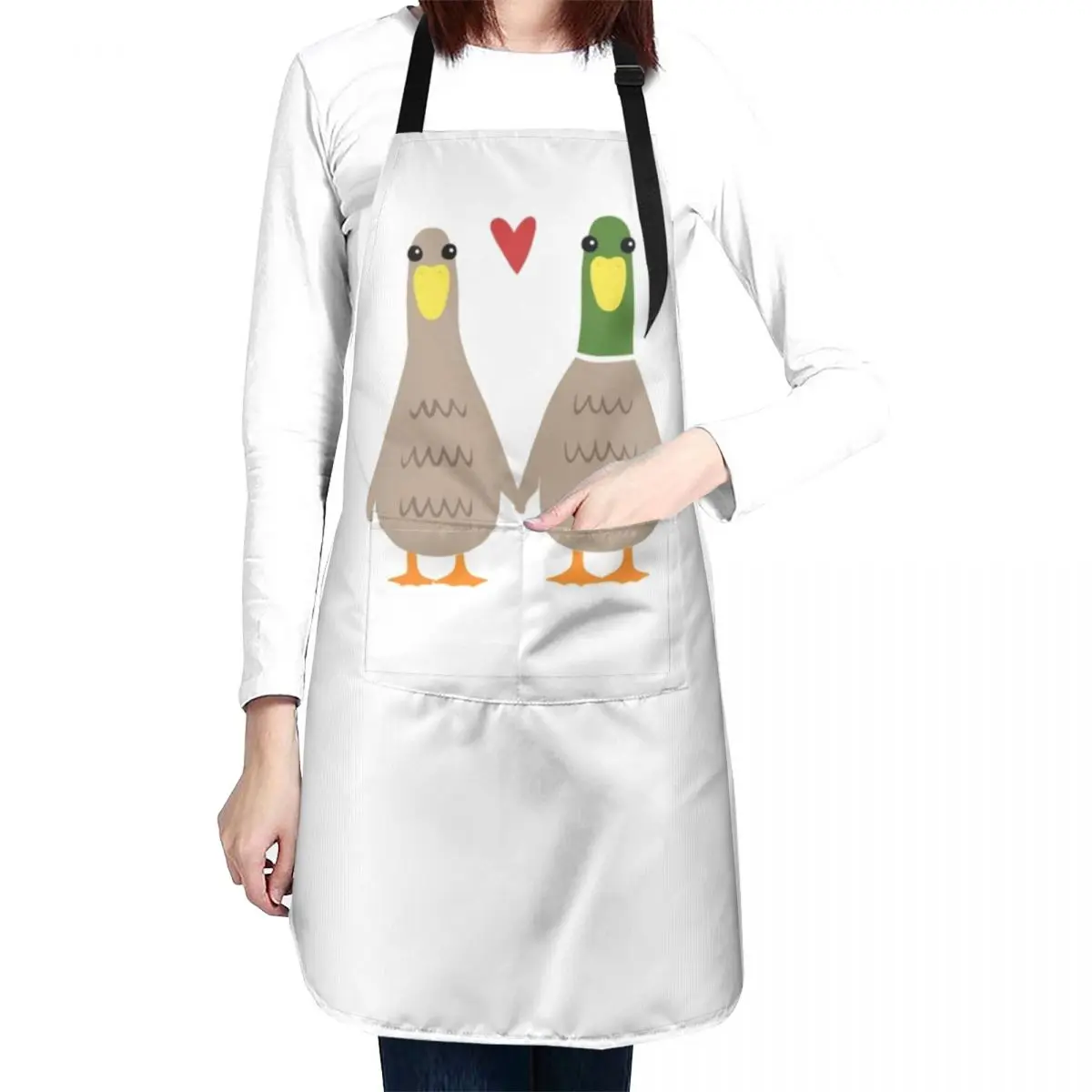 Love Ducks Cute Valentine Couple Apron Bib For Kitchen kitchen woman nail tech supplies Waterproof Kitchen For Women Apron